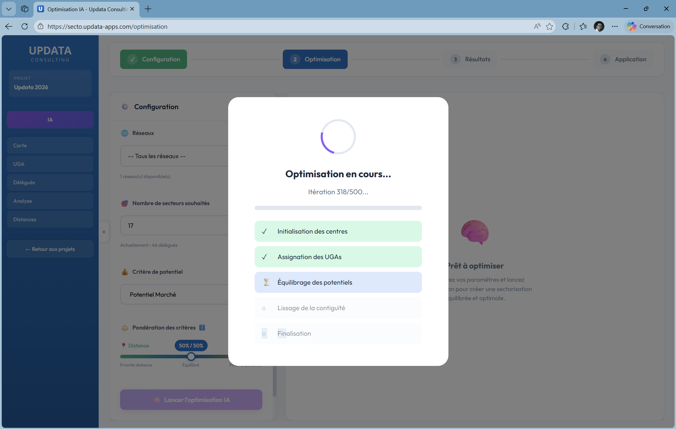 Optimisation IA des secteurs - simulation et itérations