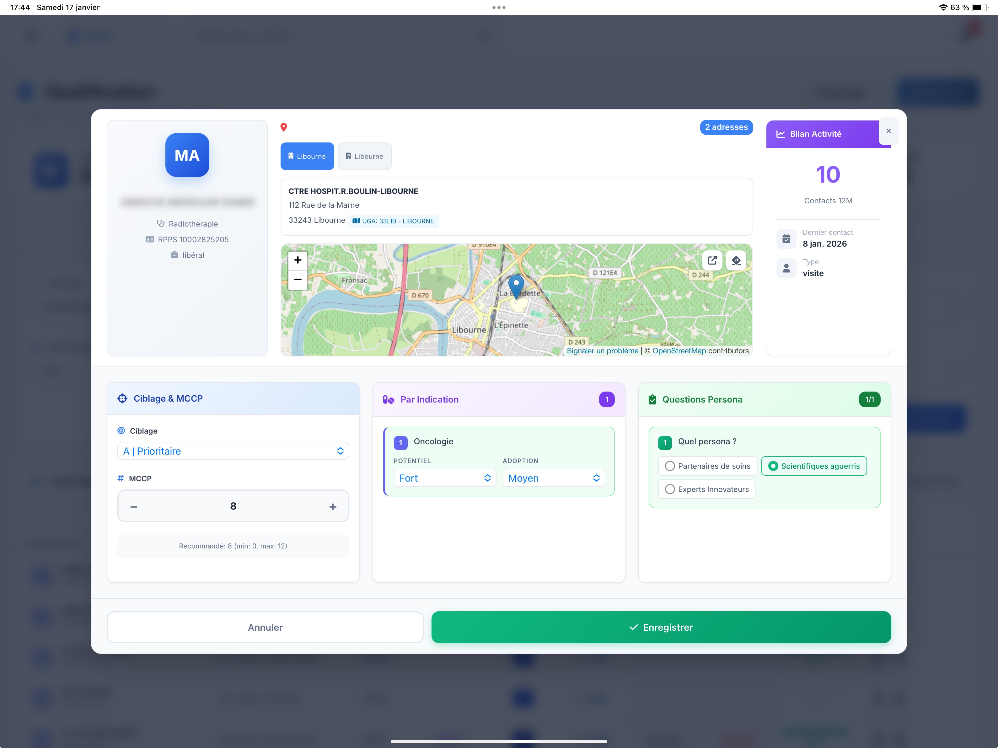 Application sur tablette