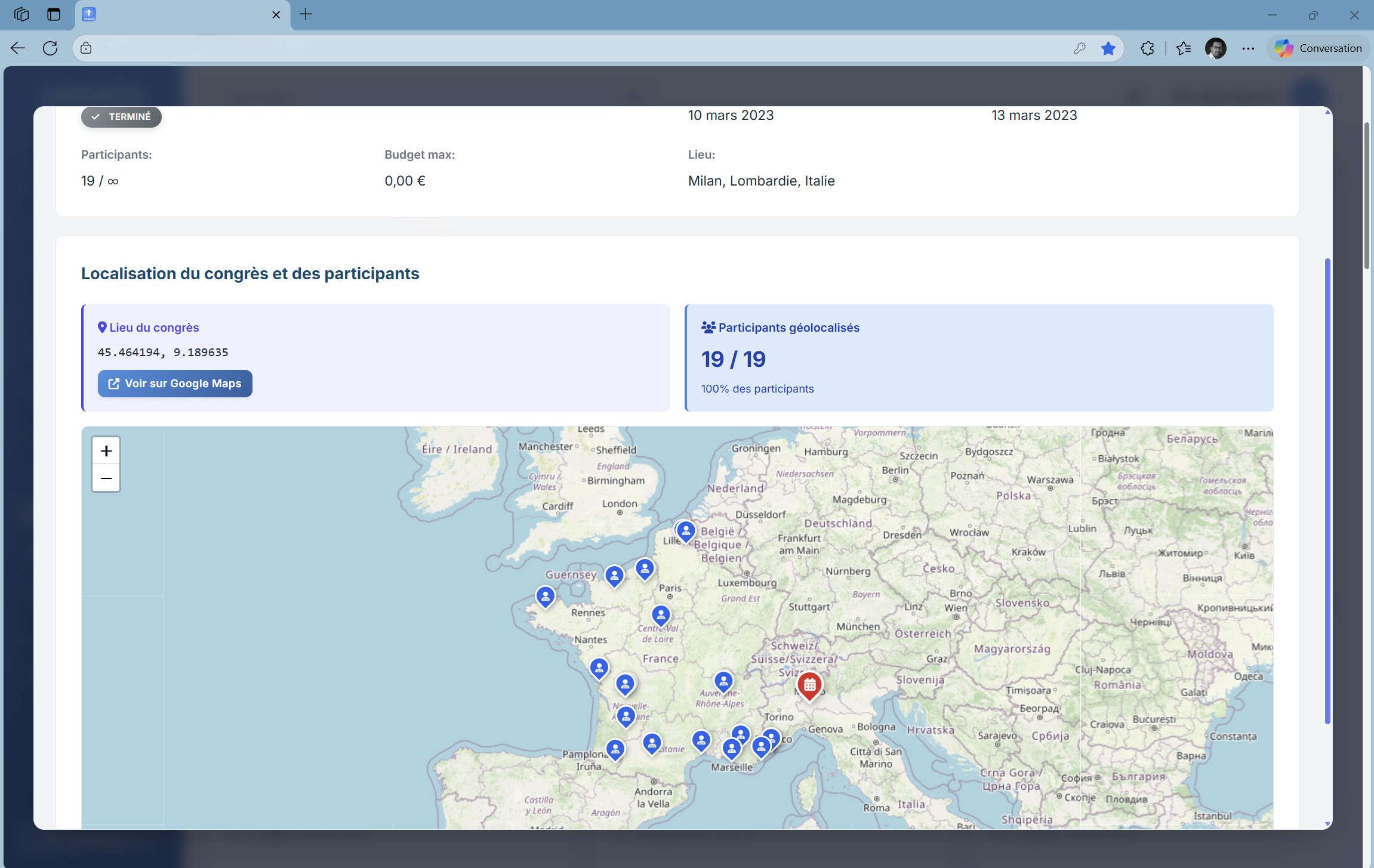 Interface Gestion Congrès